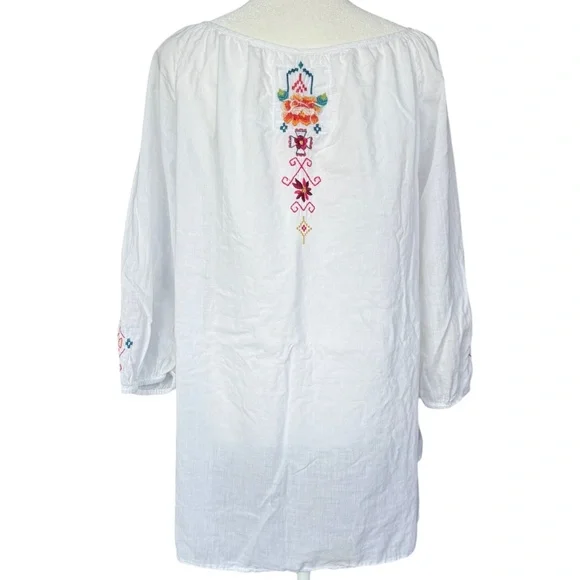 Johnny Was 3J Workshop White Embroidered  Blouse‎ Sz XS - Picture 6 of 11